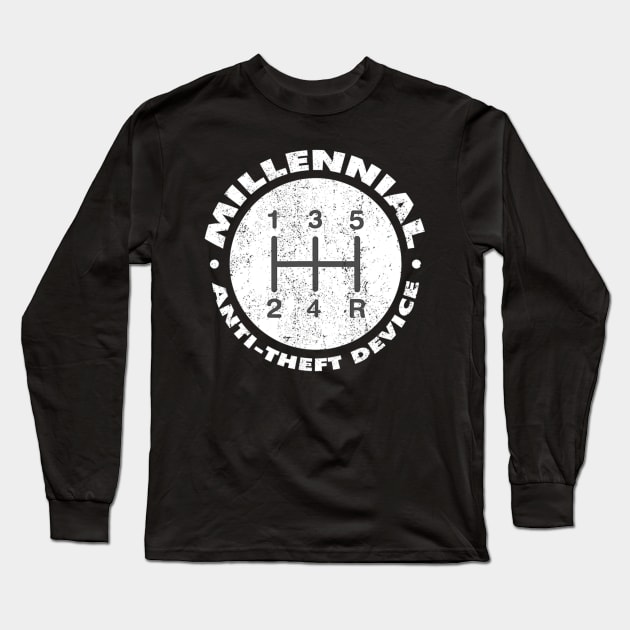 Millennial Antitheft Device Manual Shift Funny Long Sleeve T-Shirt by Olegpavlovmmo